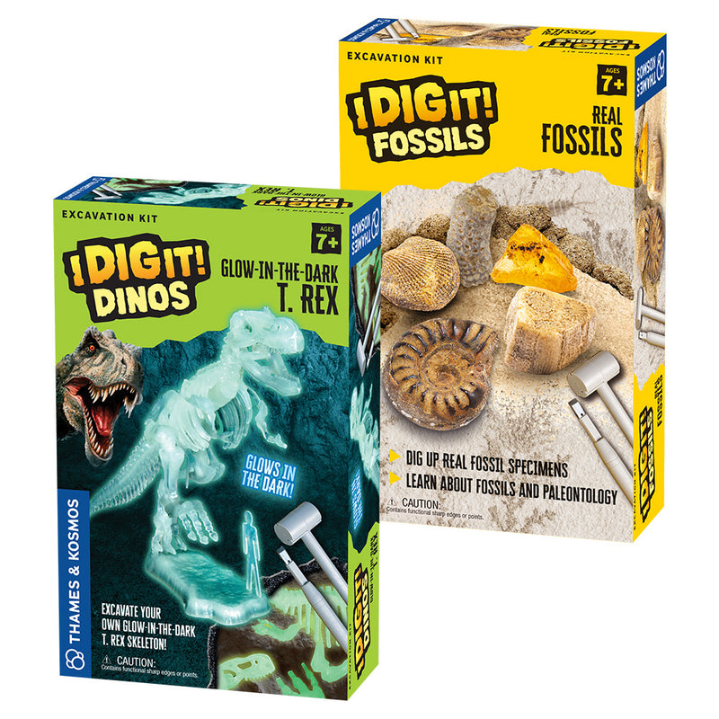 Thames & Kosmos I Dig It! Excavation Kits | Bundle – 2 items: Glow-in-the-Dark T. Rex and Real Fossils Excavation Kit | Learn about Paleontology, Archaeology, Mineralogy STEM Thames & Kosmos   